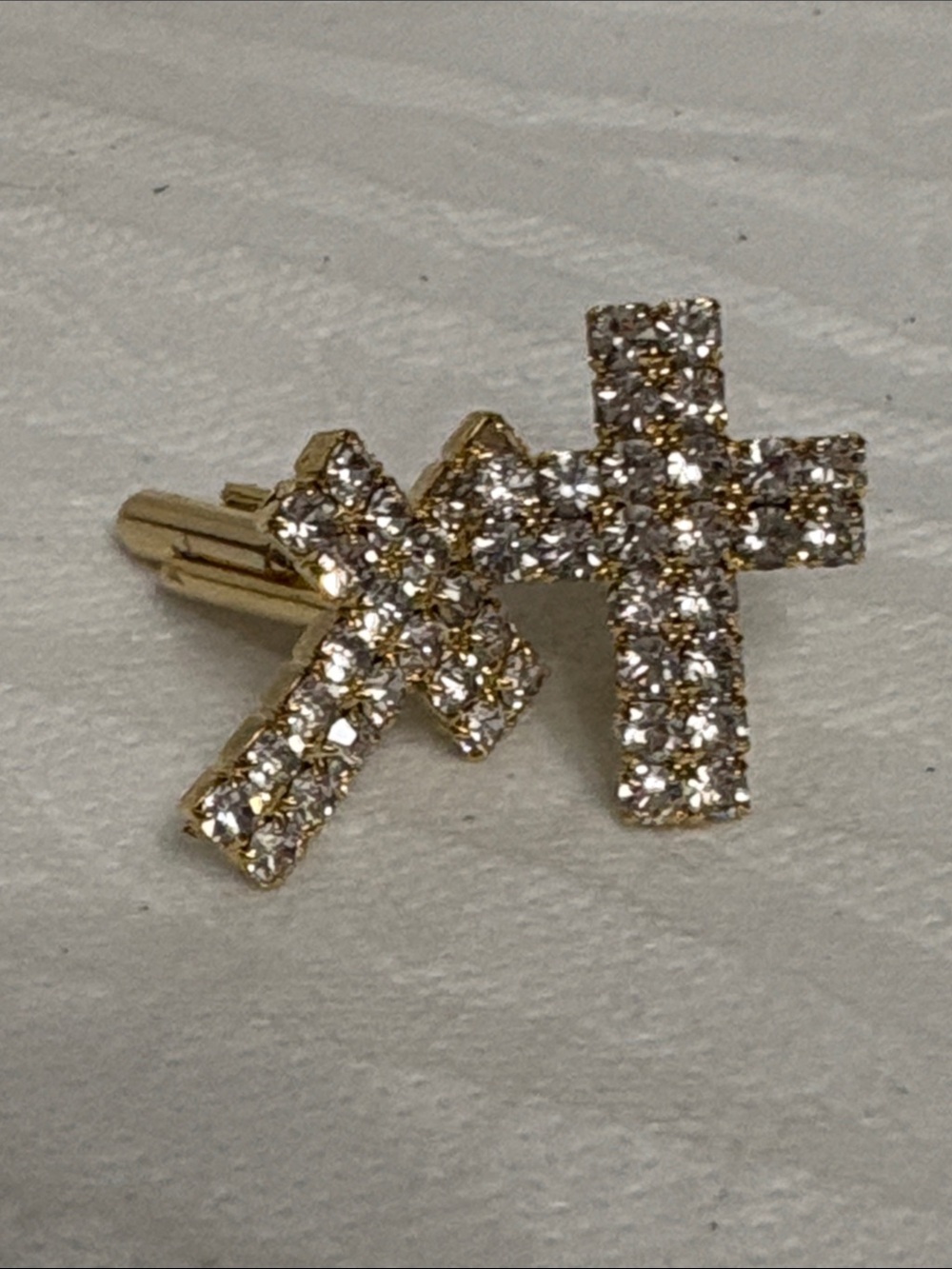 Gold Crystal Cross Cuff Links